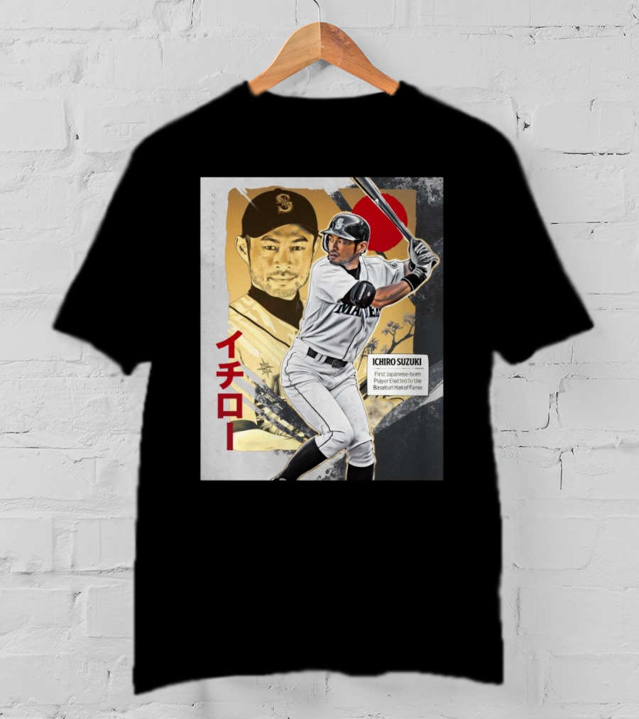 Ichiro Suzuki Seattle Mariners First Japanese-Born Player Elected To Baseball Hall Of Fame Red Sun T-Shirt