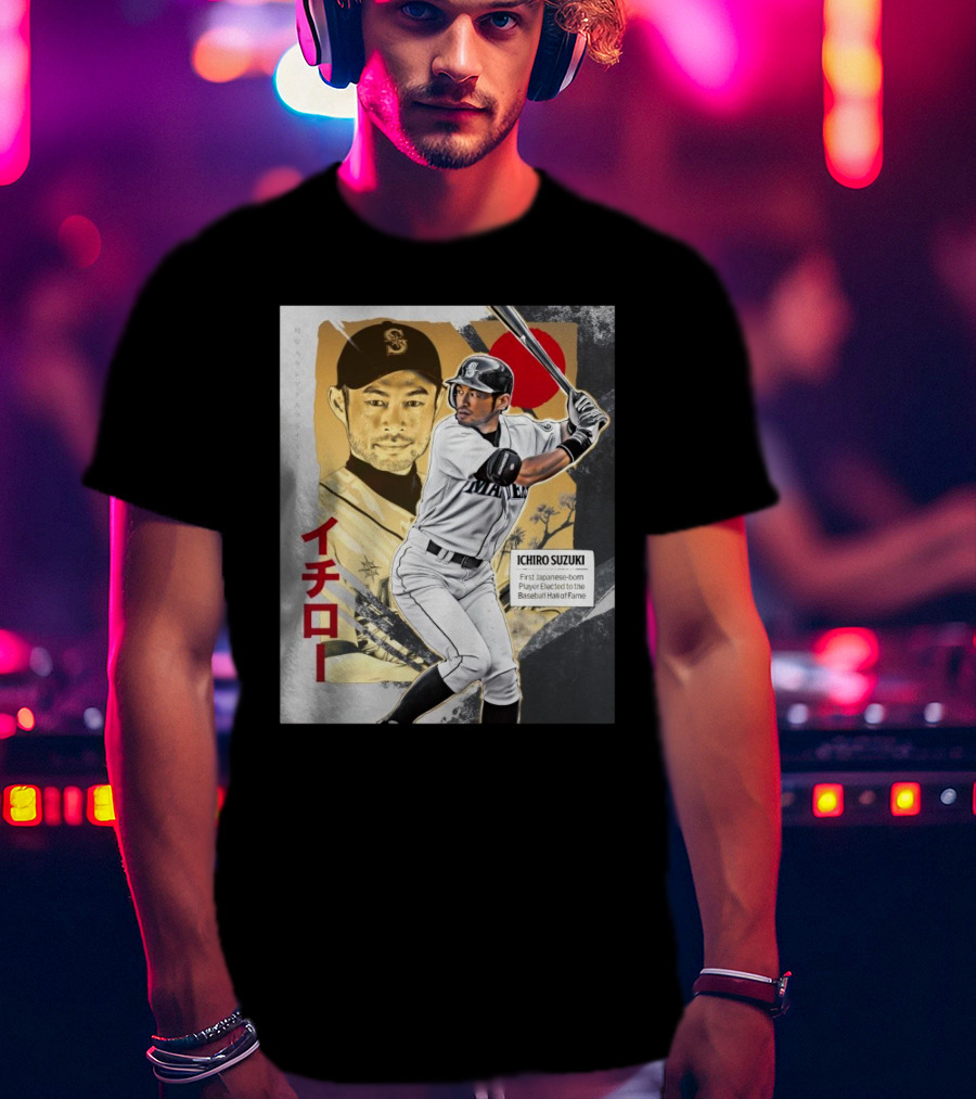 Ichiro Suzuki Seattle Mariners First Japanese-Born Player Elected To Baseball Hall Of Fame Red Sun T-Shirt