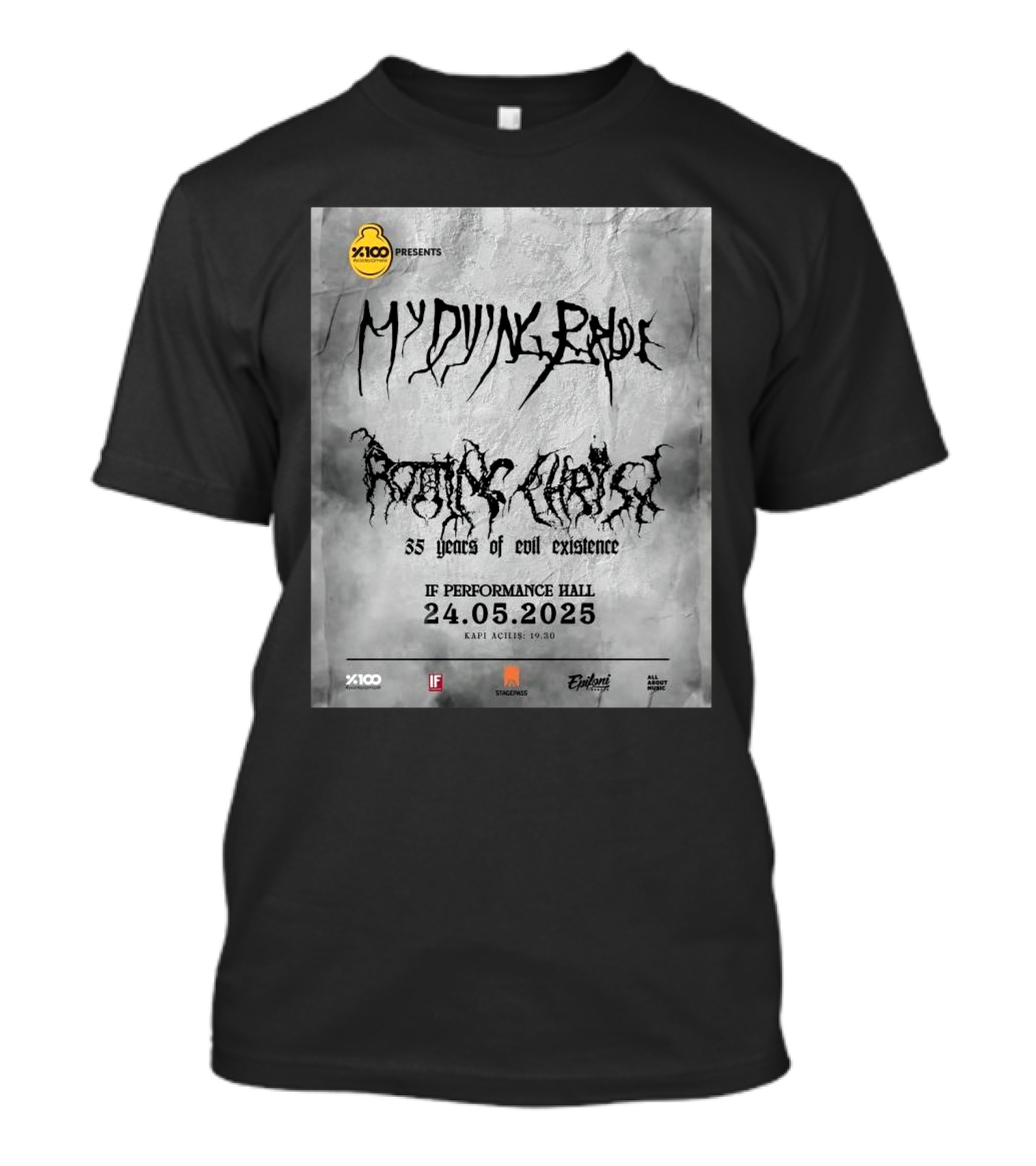 X100 Presents My Dying Bride Rotting Christ 35 Years Of Evil Existence IF Performance Hall 24.05.2025 T-Shirt