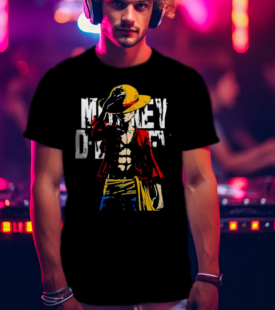 Monkey D Luffy One Piece Anime Character Iconic Straw Hat Pirate Outfit T-Shirt