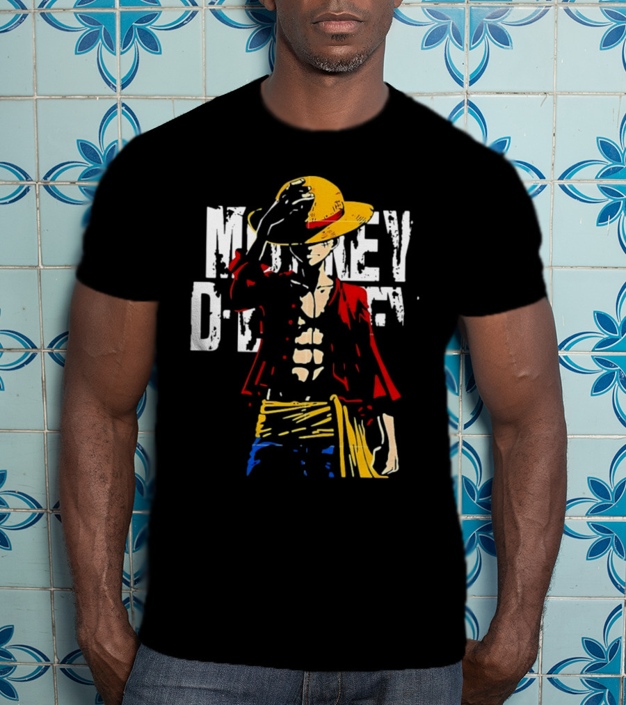Monkey D Luffy One Piece Anime Character Iconic Straw Hat Pirate Outfit T-Shirt