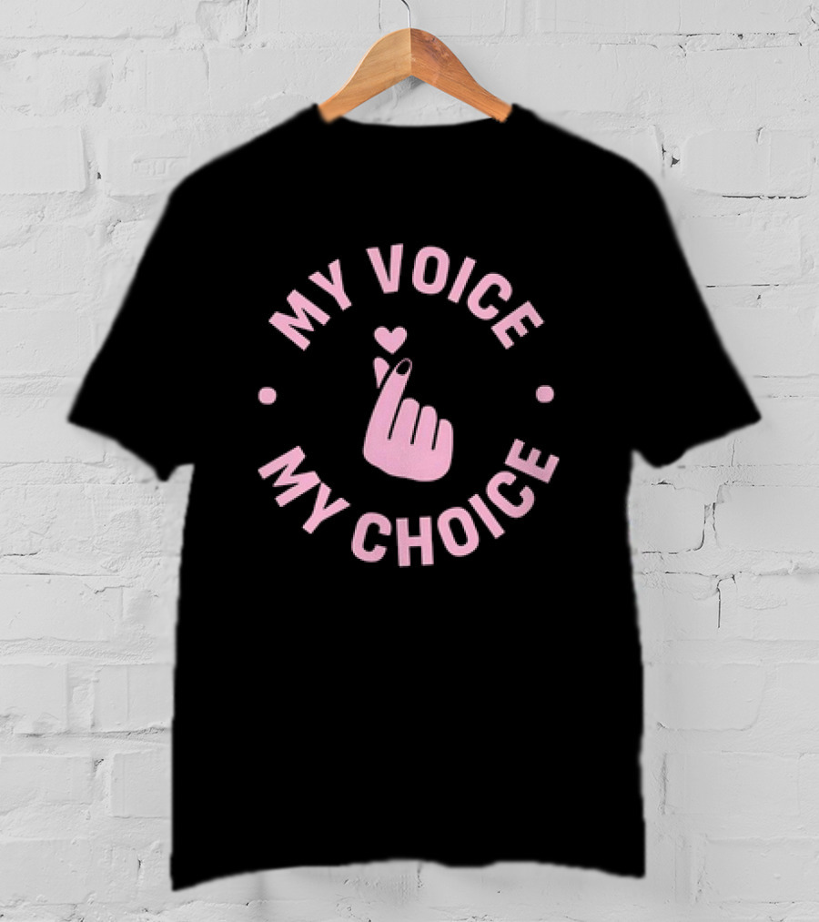 My Voice My Choice Pink Finger Heart Gesture T-Shirt