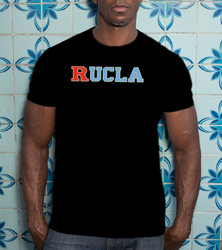 RUCLA Red Blue Varsity-Style Bold Text T-Shirt