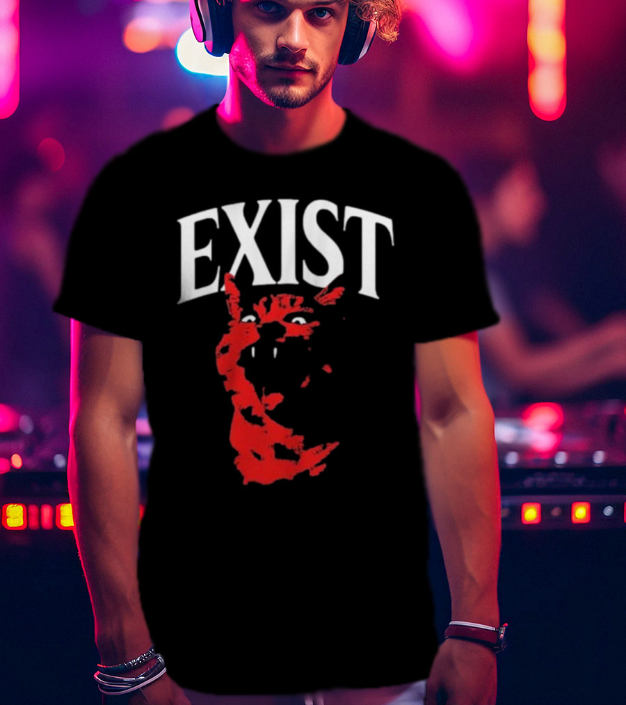 Mynameistuv Exist Red Cat Face T-Shirt