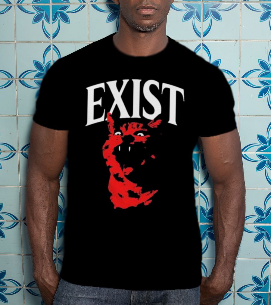 Mynameistuv Exist Red Cat Face T-Shirt