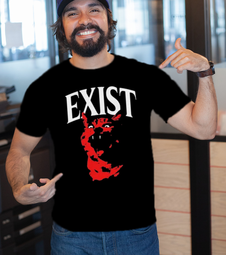 Mynameistuv Exist Red Cat Face T-Shirt