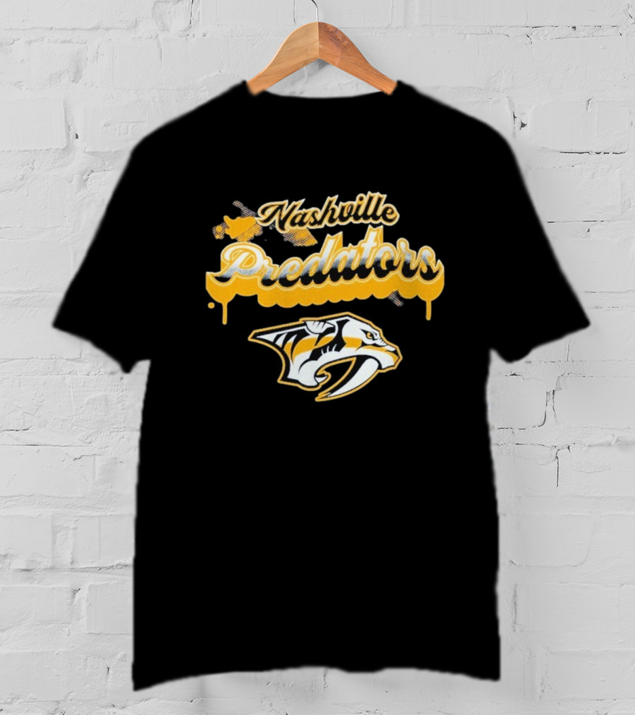 Nashville Predators Bubbly Script Ice Hockey Team Logo T-Shirt