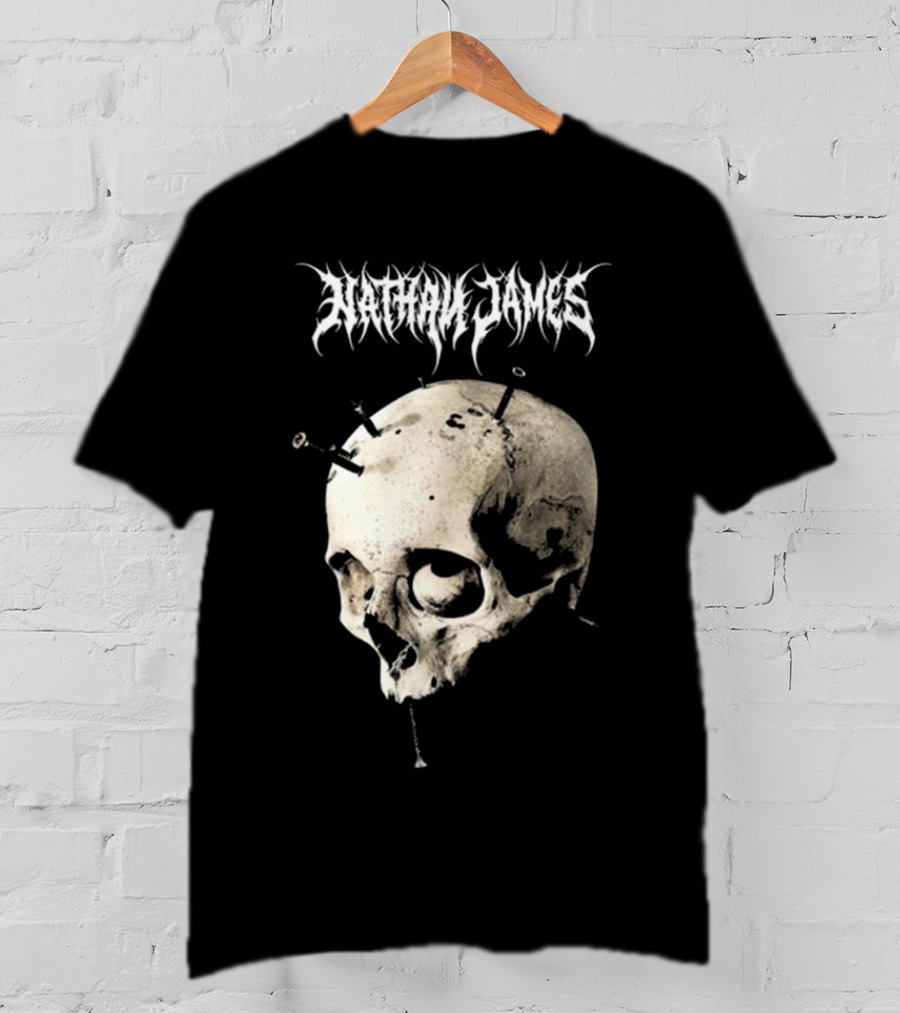 Nathan James Skull With Nails And Textured Background T-Shirt