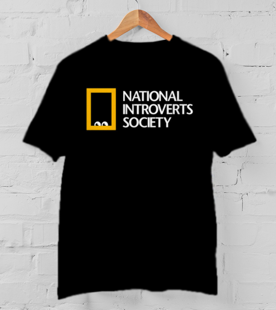 National Introverts Society Humor Featuring Iconic Yellow Frame And Peeking Eyes T-Shirt