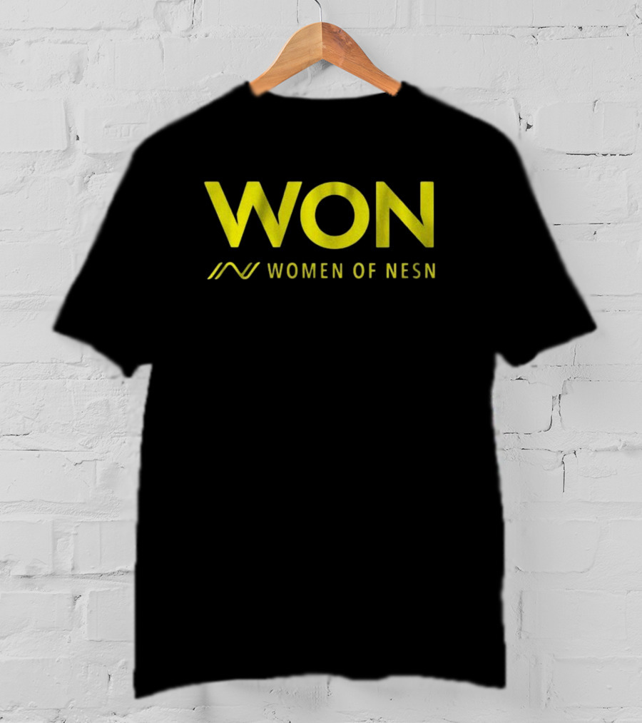 WON Women Of NESN Yellow Text With Stylish Lines T-Shirt