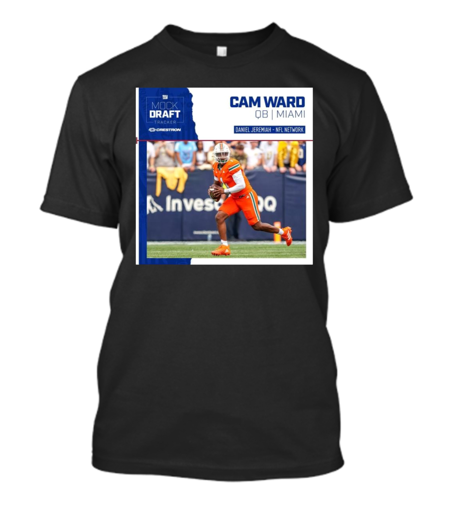 New York Giants Mock Draft Tracker Cam Ward QB Miami Daniel Jeremiah NFL Network T-Shirt