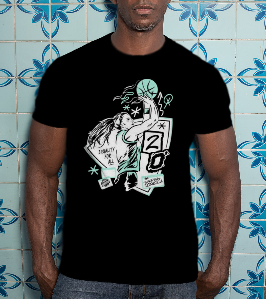 New York Liberty Sabrina Ionescu Equality For All Liberty Statue Basketball T-Shirt