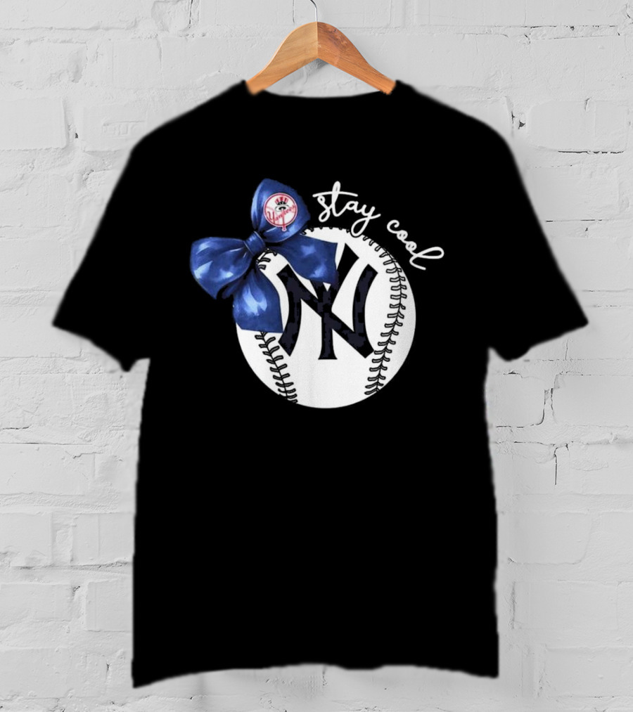 New York Yankees Stay Cool Bow Baseball Girls Fashion T-Shirt