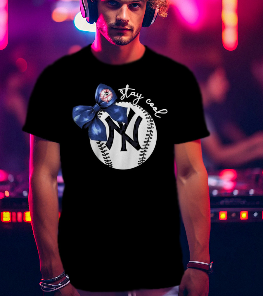 New York Yankees Stay Cool Bow Baseball Girls Fashion T-Shirt