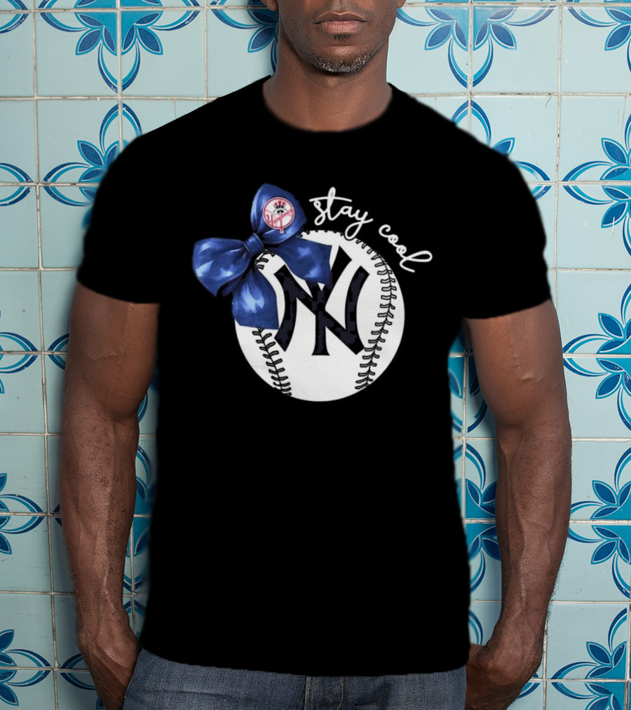 New York Yankees Stay Cool Bow Baseball Girls Fashion T-Shirt