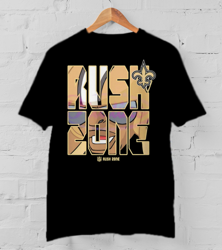 New Orleans Saints Rush Zone NFL Cartoon Fleur-de-Lis T-Shirt
