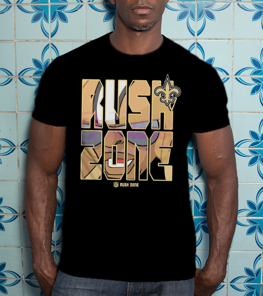 New Orleans Saints Rush Zone NFL Cartoon Fleur-de-Lis T-Shirt