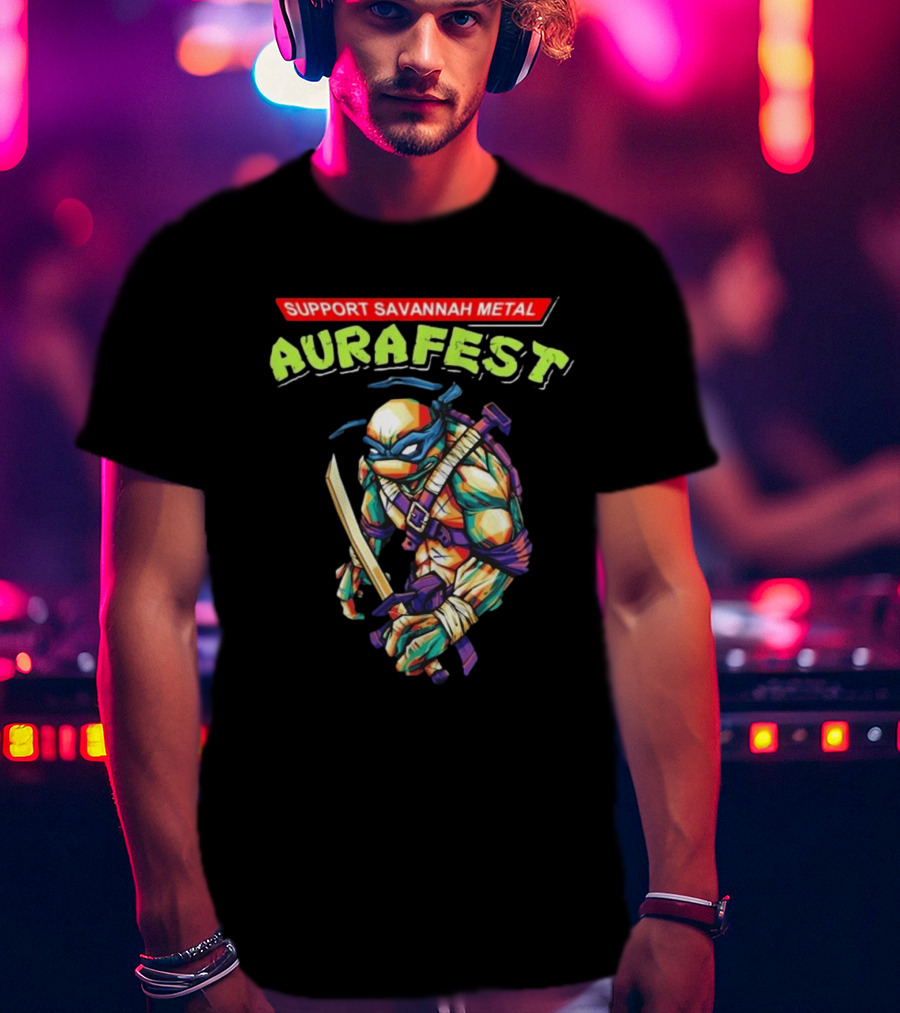 Support Savannah Metal Aurafest Ninja Turtles Event T-Shirt