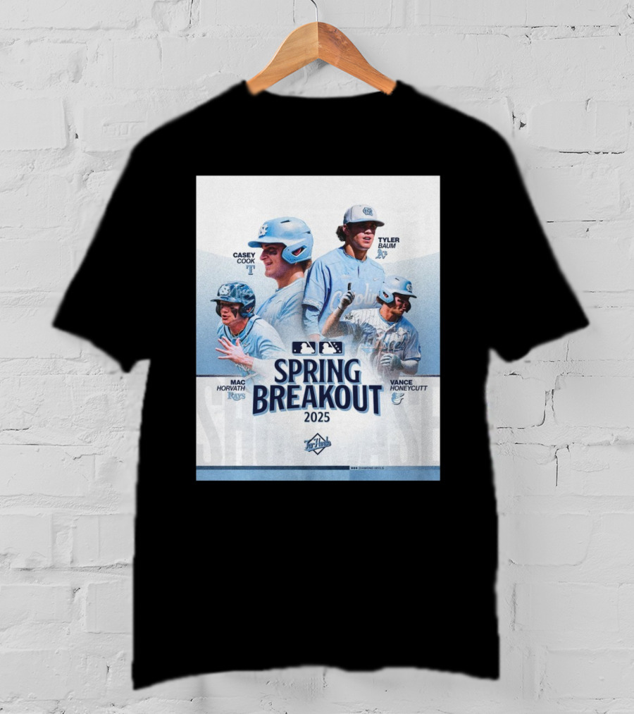 North Carolina Tar Heels Baseball Spring Breakout 2025 Casey Cook Tyler Baum Mac Horvath Vance Honeycutt MLB T-Shirt