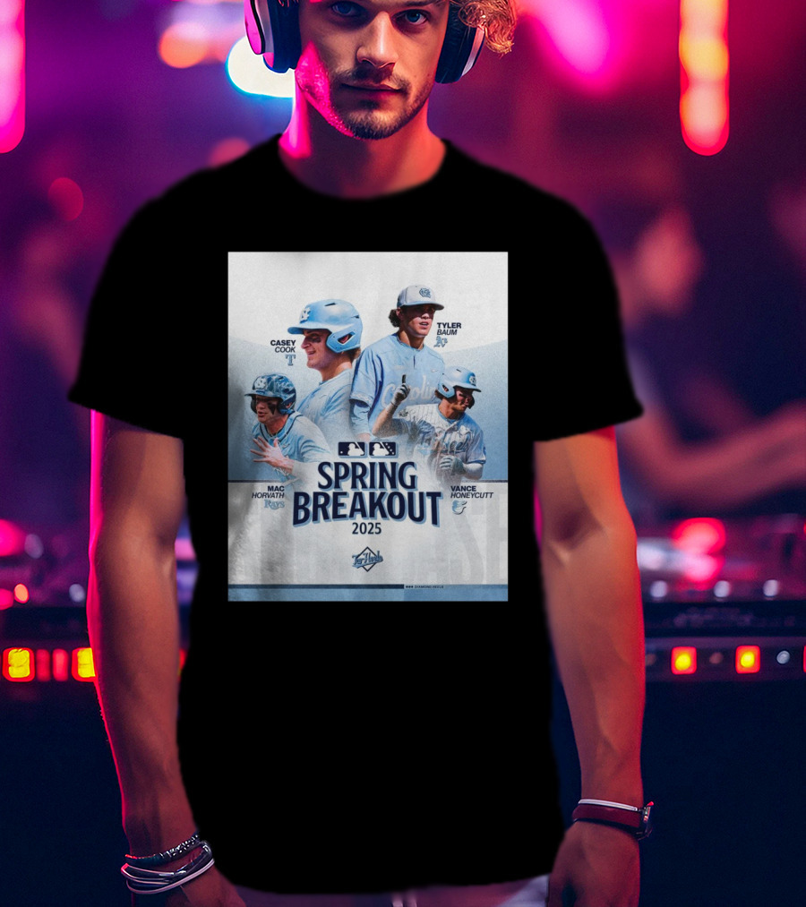 North Carolina Tar Heels Baseball Spring Breakout 2025 Casey Cook Tyler Baum Mac Horvath Vance Honeycutt MLB T-Shirt