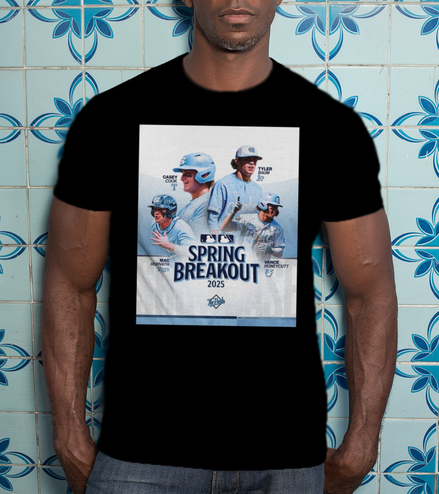 North Carolina Tar Heels Baseball Spring Breakout 2025 Casey Cook Tyler Baum Mac Horvath Vance Honeycutt MLB T-Shirt