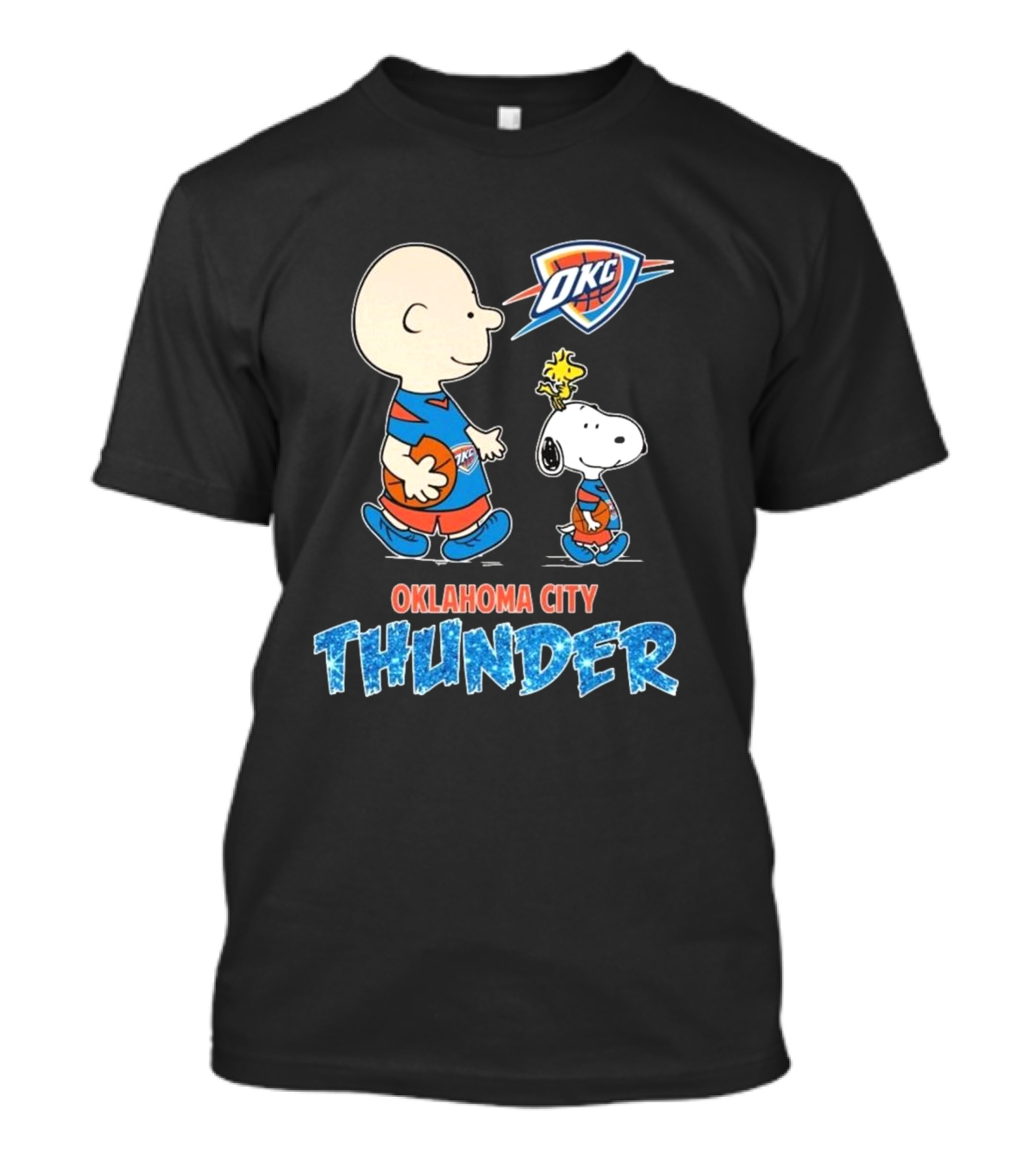 Oklahoma City Thunder Peanuts Snoopy 2025 OKC Basketball Woodstock T-Shirt