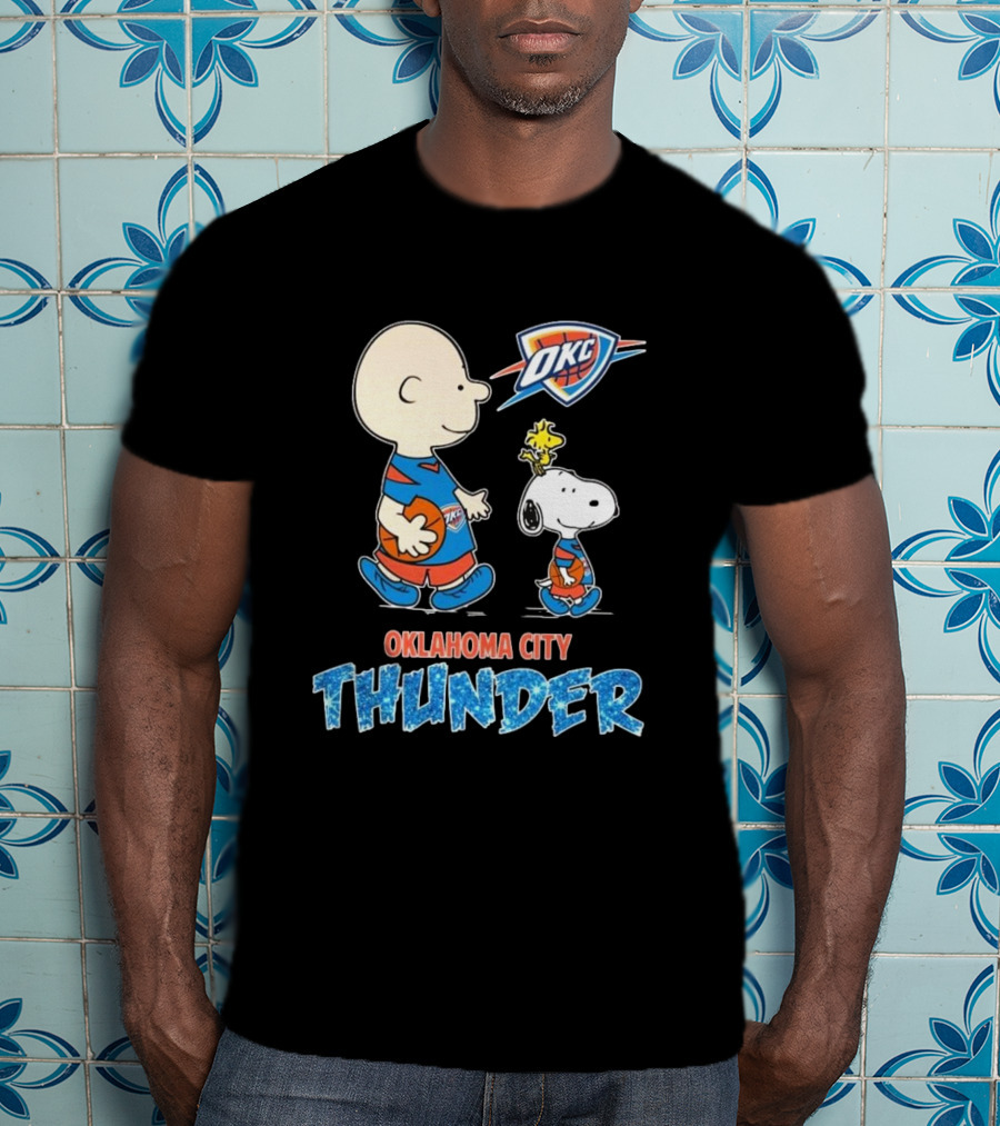 Oklahoma City Thunder Peanuts Snoopy 2025 OKC Basketball Woodstock T-Shirt
