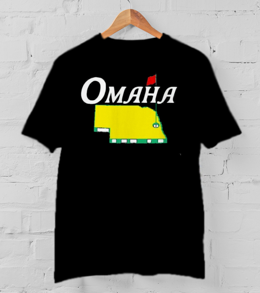 Omaha Nebraska Masters Golf State Map With Pin Flag T-Shirt