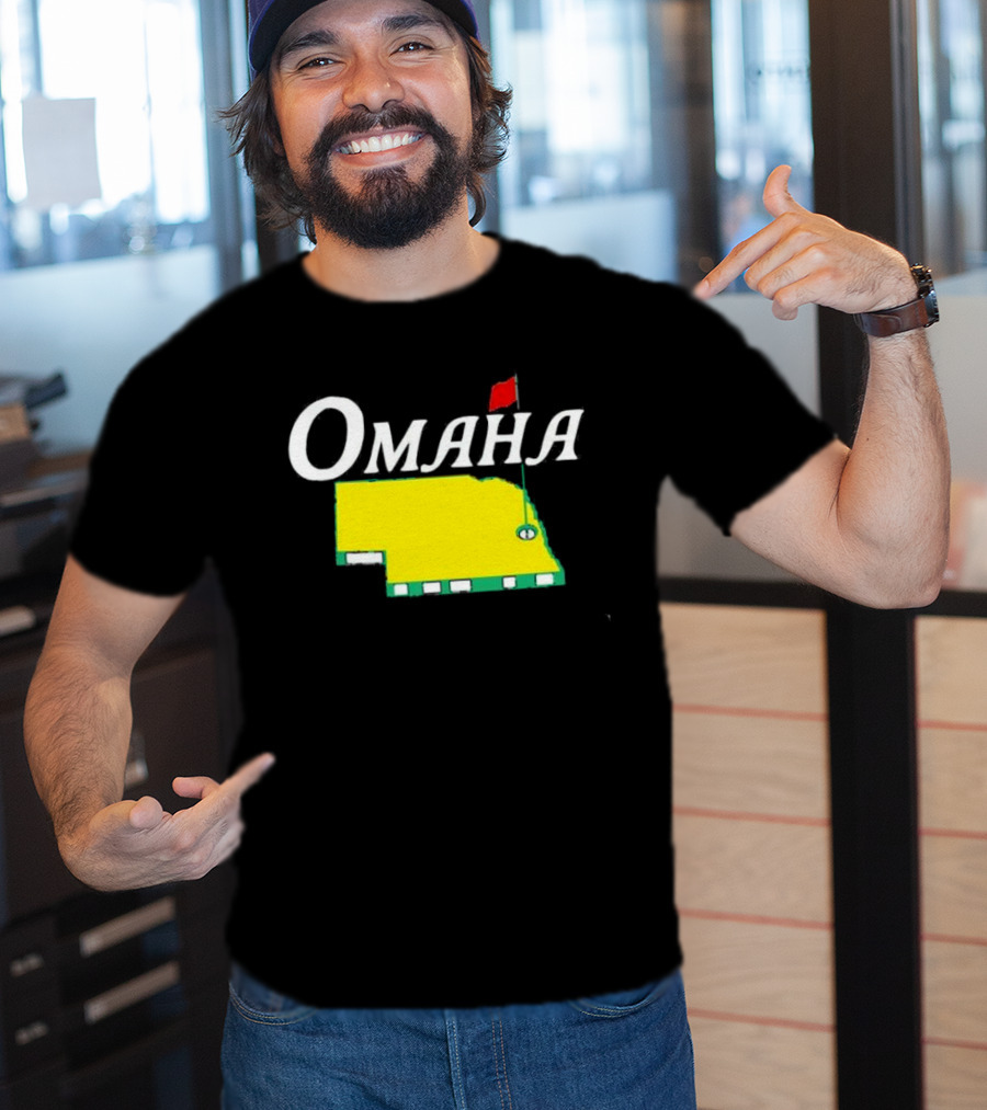 Omaha Nebraska Masters Golf State Map With Pin Flag T-Shirt