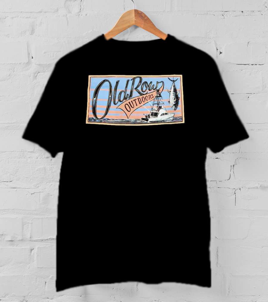 Old Row Outdoors Fishing Adventure With Boat And Catch T-Shirt