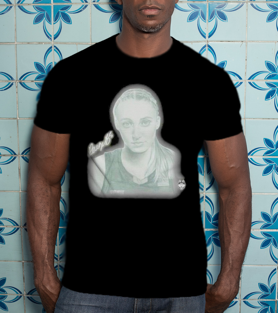 Paige Bueckers UConn Huskies Signature Pencil Drawing With USA Flag T-Shirt