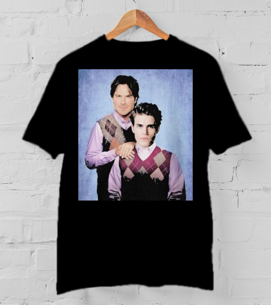 Paul Wesley Ian Somerhalder Argyle Sweater Parody T-Shirt