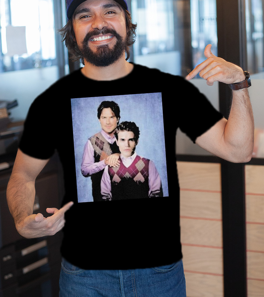 Paul Wesley Ian Somerhalder Argyle Sweater Parody T-Shirt