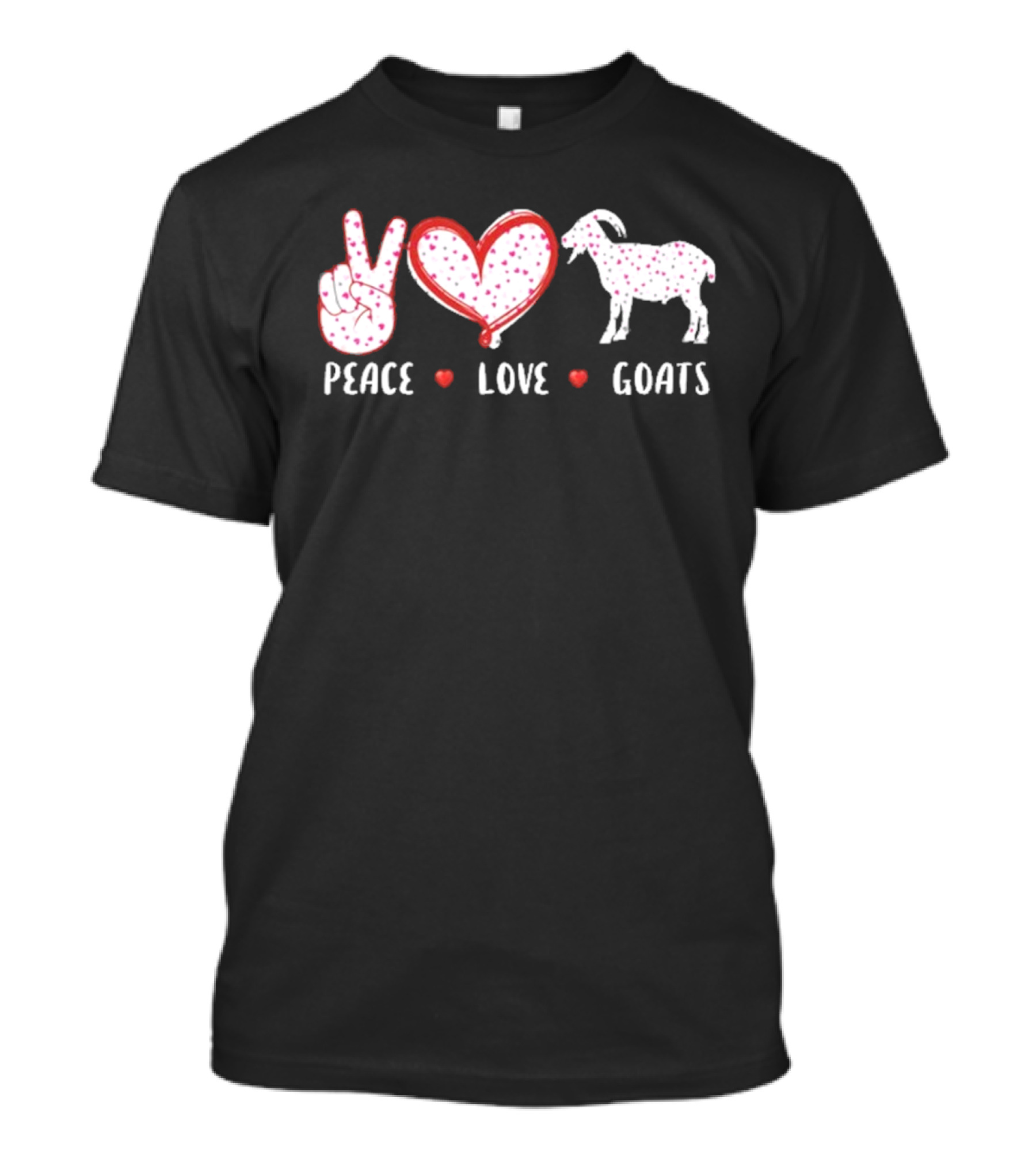 Peace Love Goats Hand Sign Heart Farm Animal T-Shirt