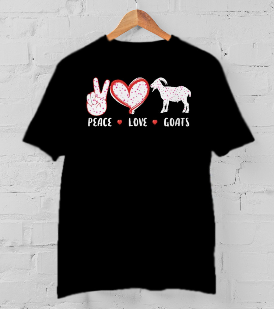 Peace Love Goats Hand Sign Heart Farm Animal T-Shirt