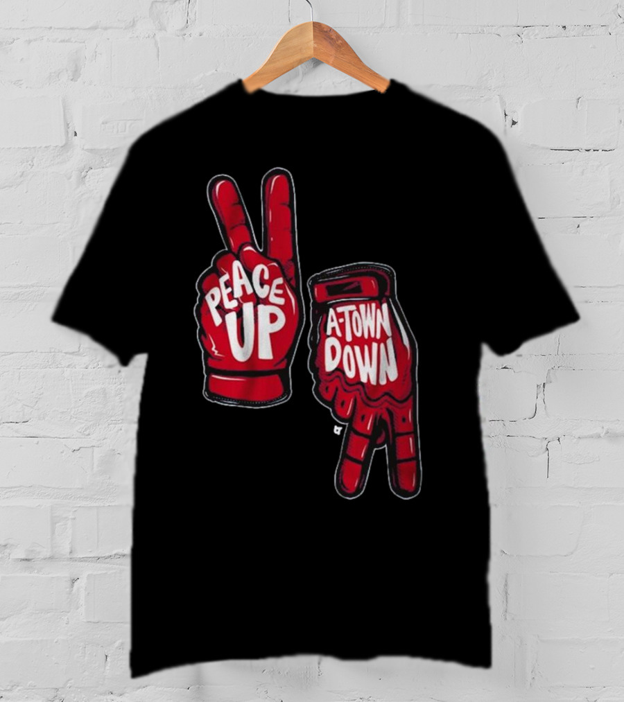Peace Up A-Town Down Red Gloves Graphic T-Shirt