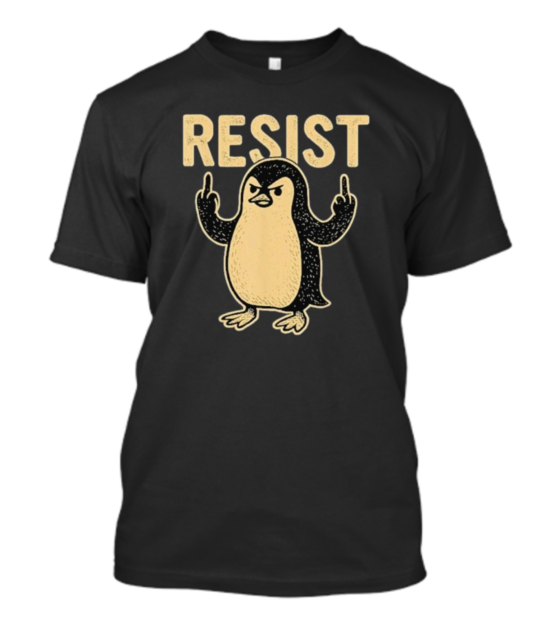 Resist Penguin Middle Finger Protest Symbol T-Shirt