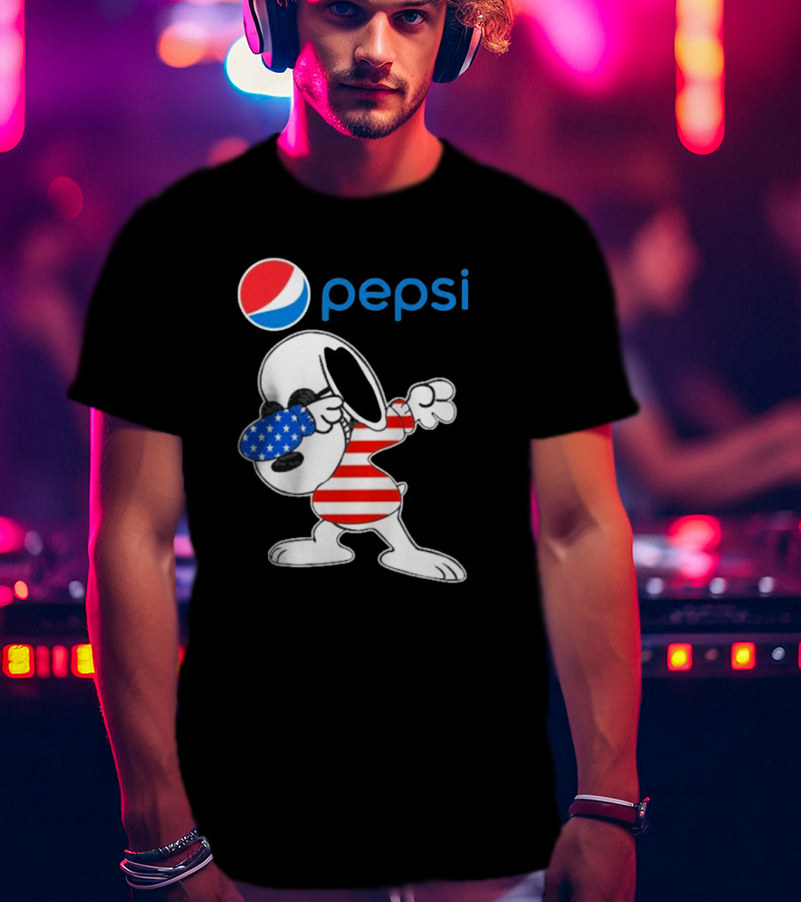 Pepsi Snoopy Dabbing American Flag USA T-Shirt