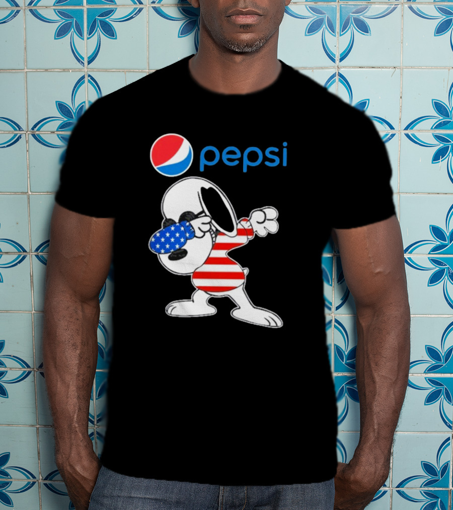 Pepsi Snoopy Dabbing American Flag USA T-Shirt