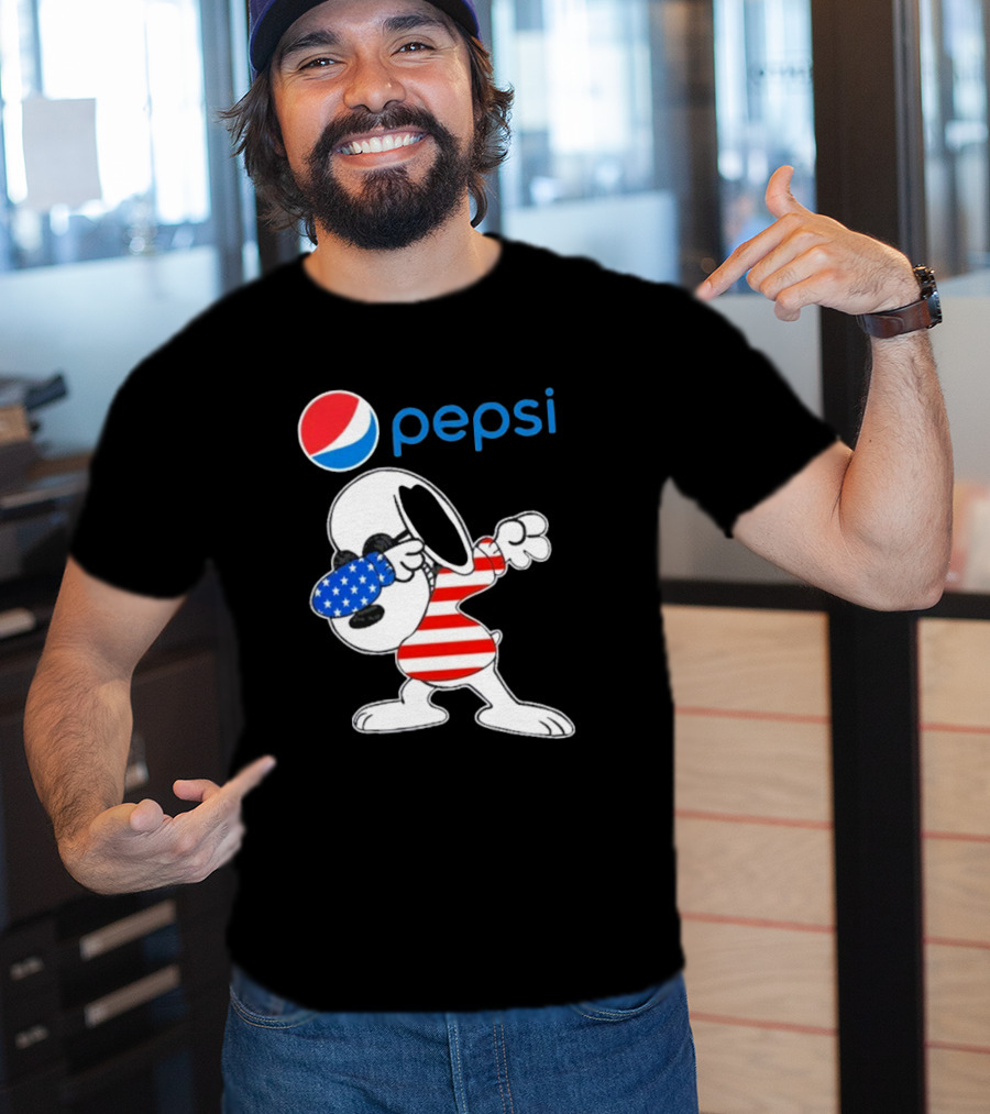 Pepsi Snoopy Dabbing American Flag USA T-Shirt
