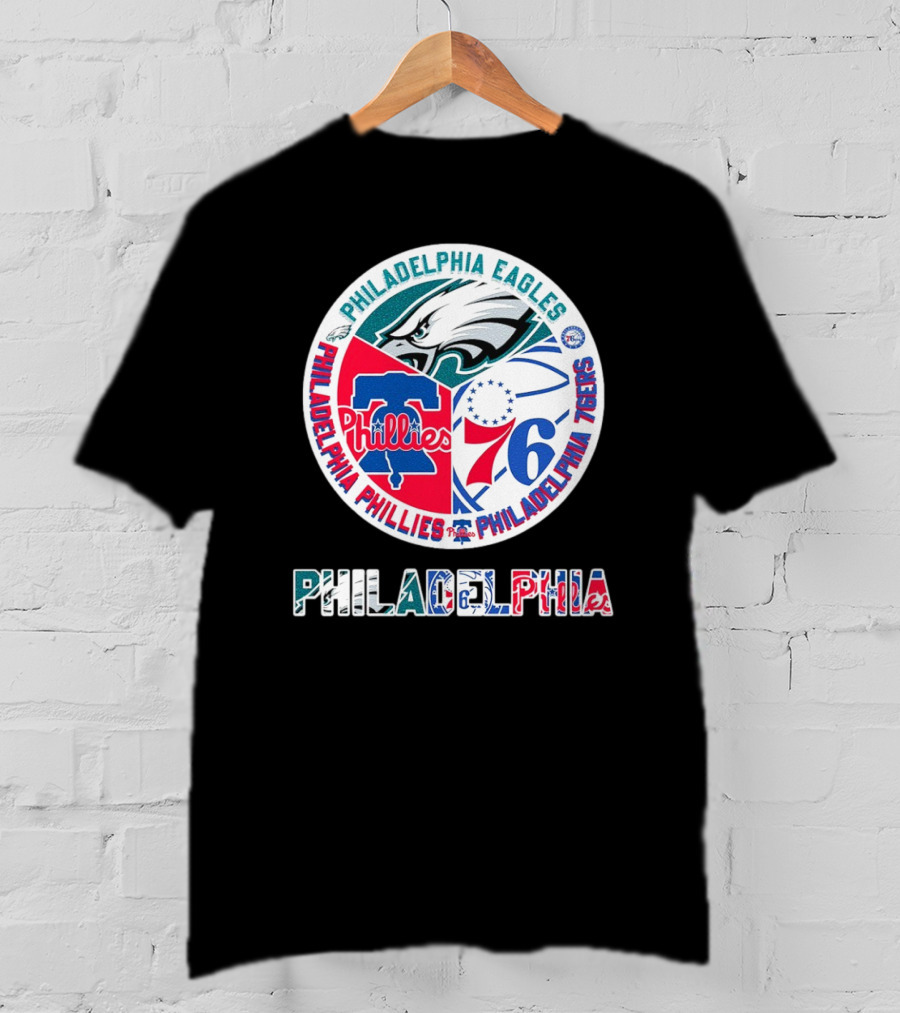 Philadelphia Eagles Phillies 76ers Circular Emblem T-Shirt
