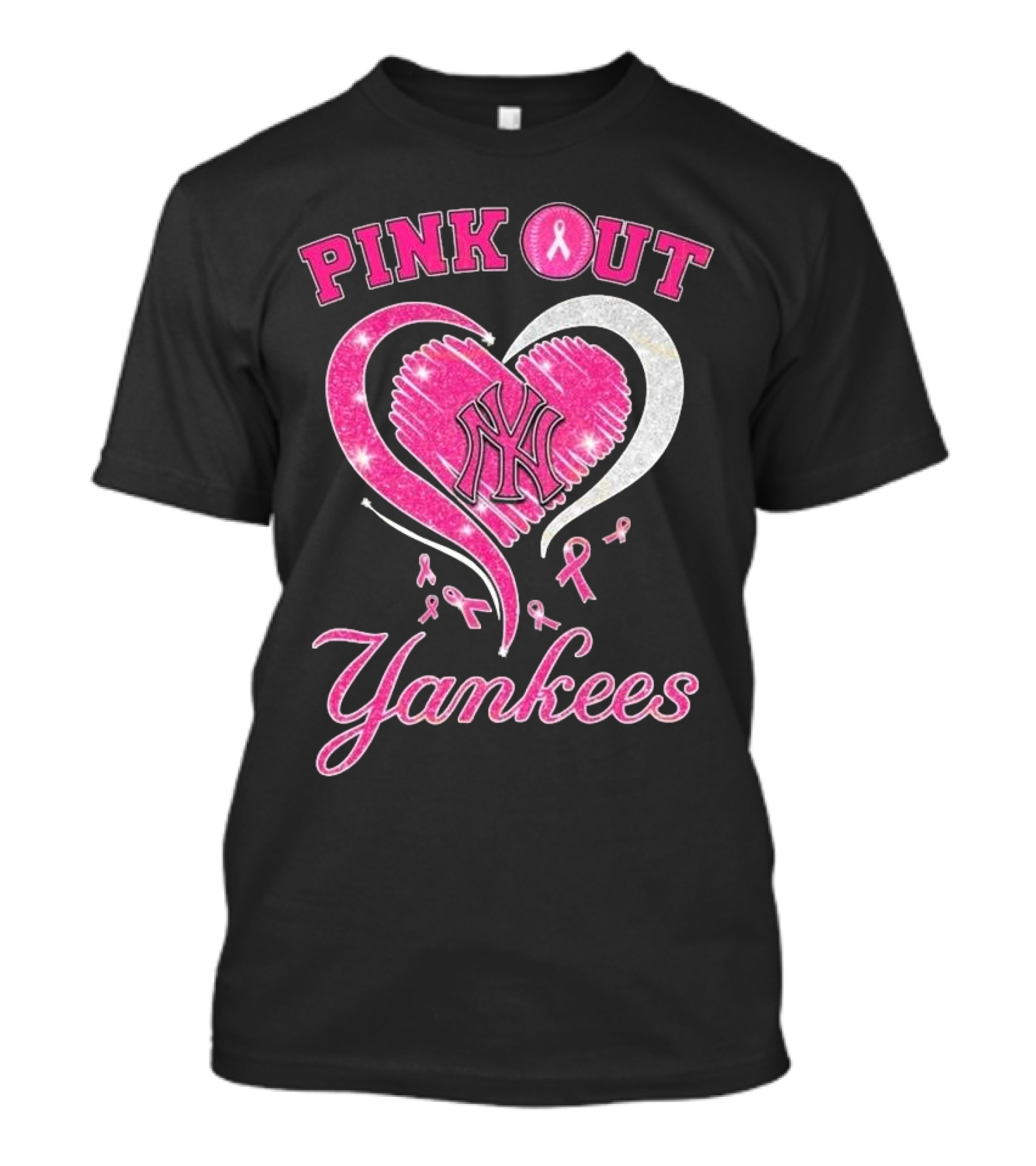 Pink Out Yankees Heart Ribbon 2025 T-Shirt