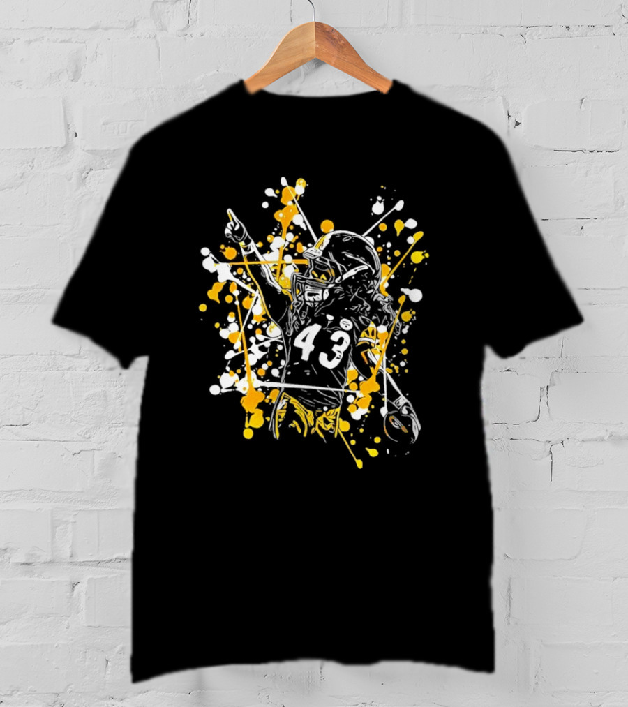Pittsburgh Steelers Number 43 Splash Celebratory Pose T-Shirt