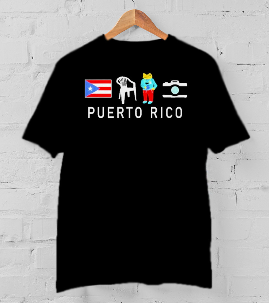 Puerto Rico Flag Frog Chair And Camera T-Shirt