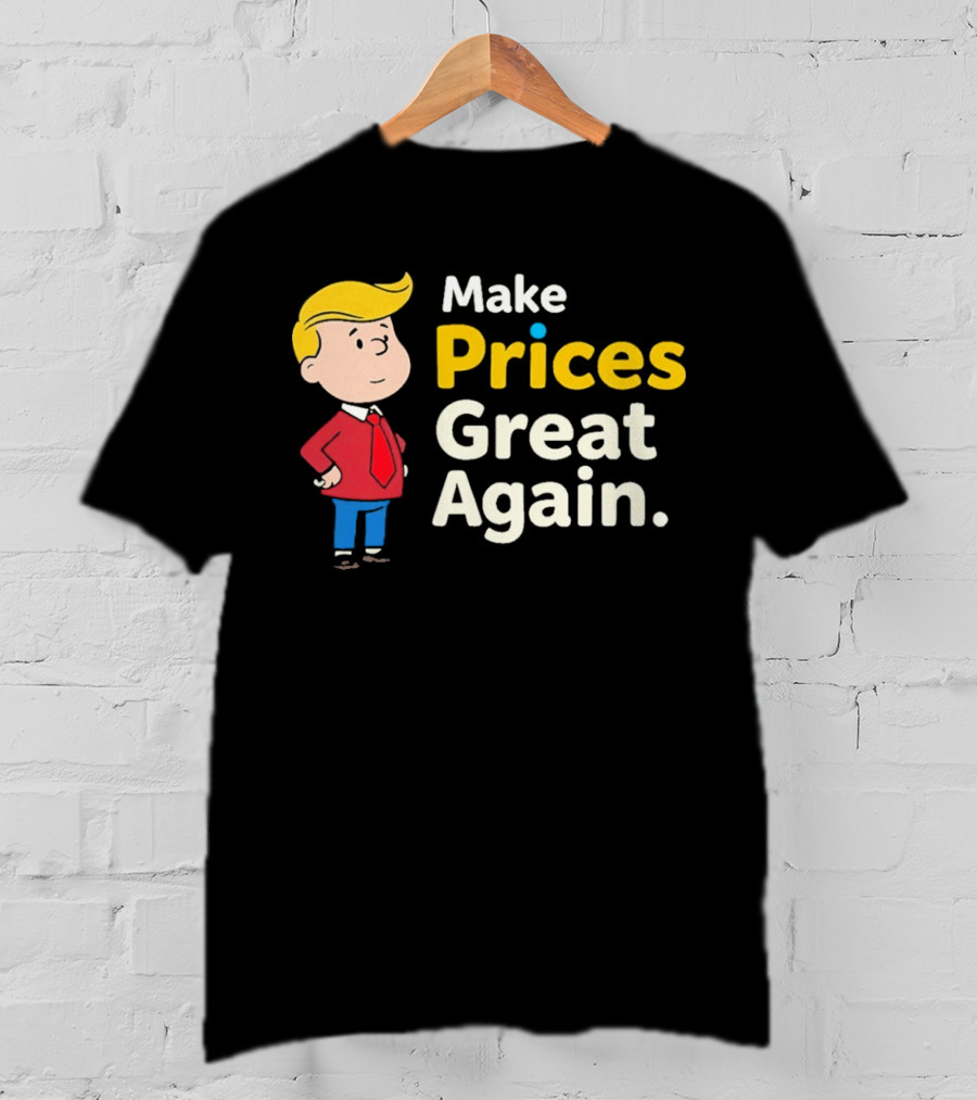 Make Prices Great Again Cartoon Character Red Tie Blue Pants T-Shirt