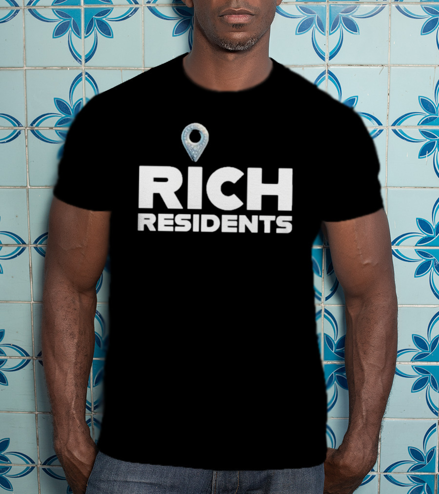 Rich Residents Oversized Diamond Map Pin T-Shirt