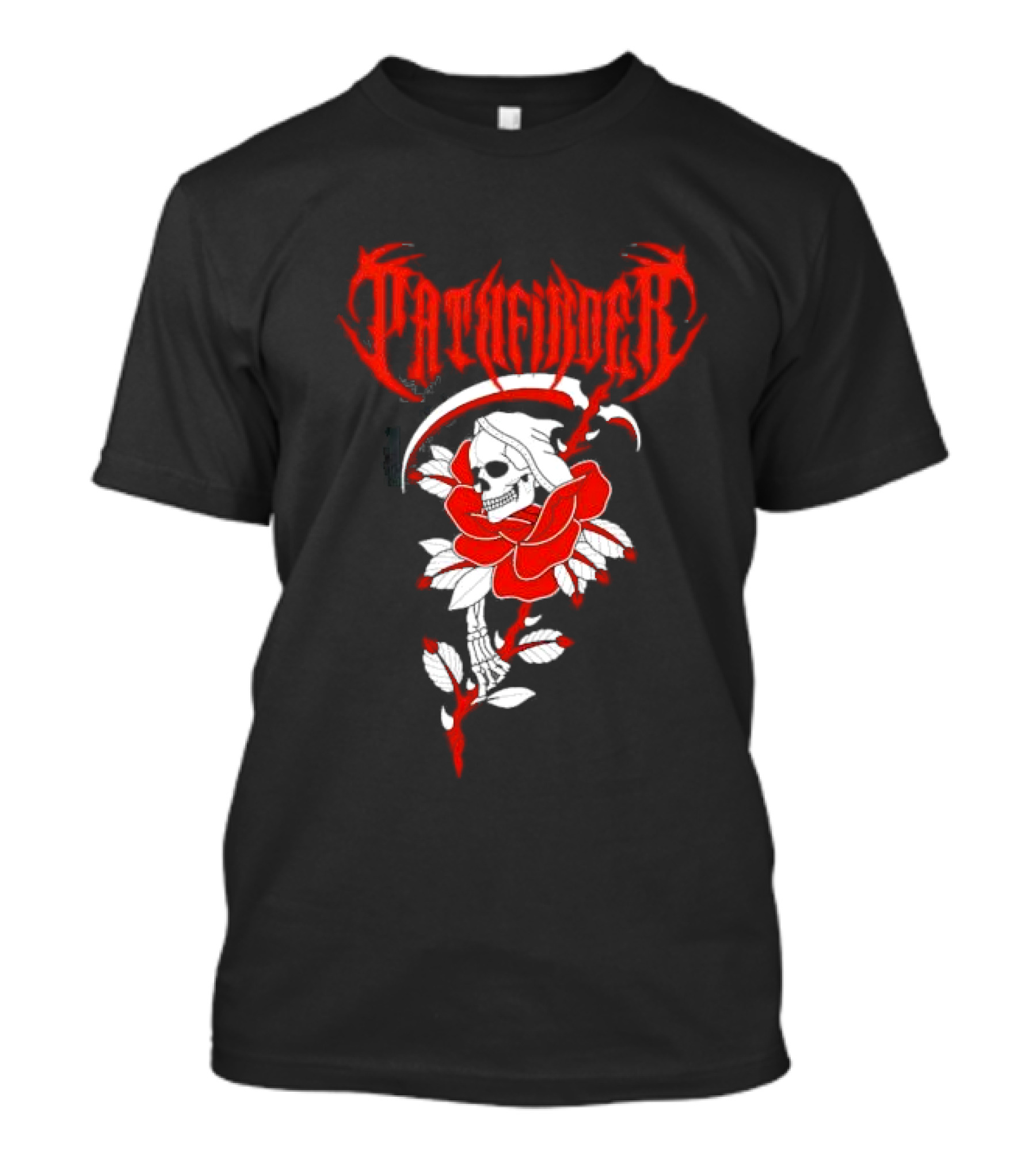 Reaper Skull With Scythe And Red Rose Gothic Aesthetic T-Shirt