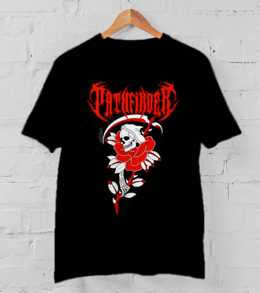 Reaper Skull With Scythe And Red Rose Gothic Aesthetic T-Shirt