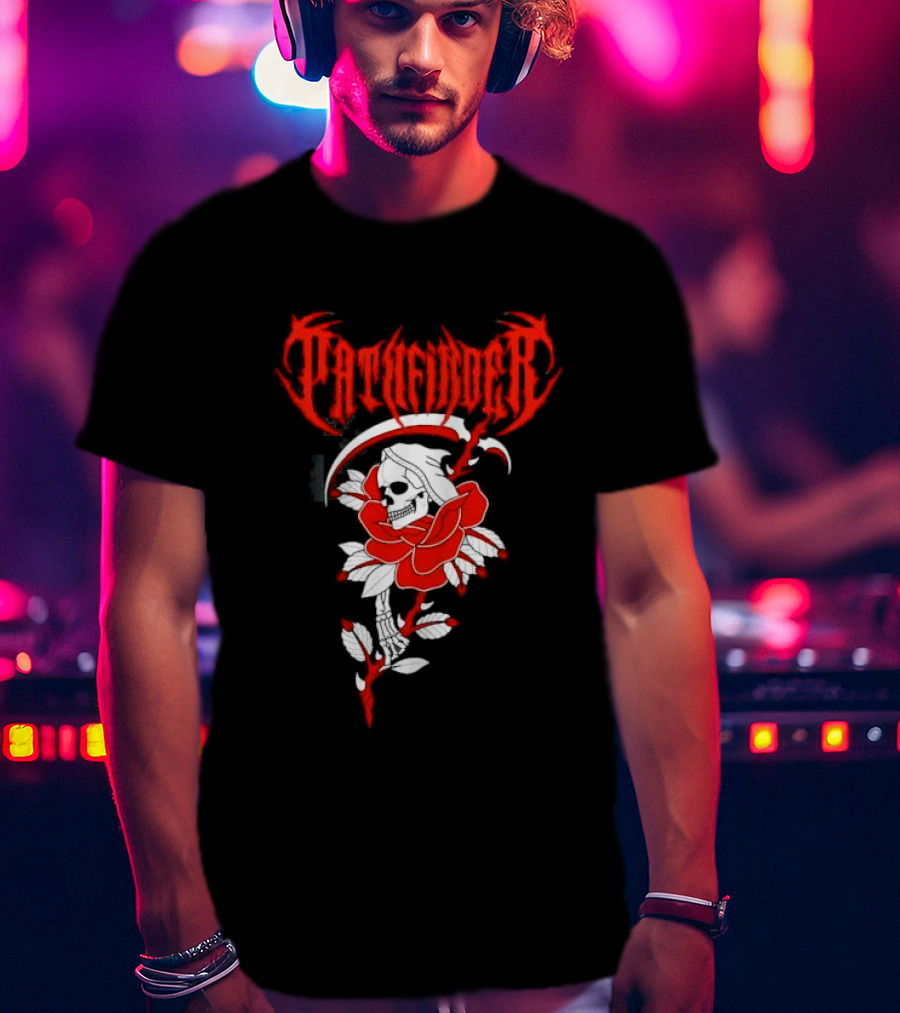 Reaper Skull With Scythe And Red Rose Gothic Aesthetic T-Shirt
