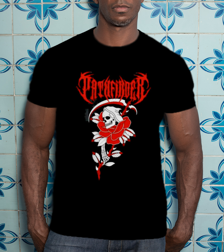 Reaper Skull With Scythe And Red Rose Gothic Aesthetic T-Shirt